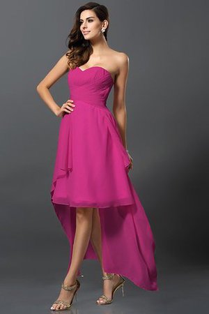 A Linie Drapiertes Plissiertes Mini Brautjungfernkleid mit Herz-Ausschnitt - Bild 11
