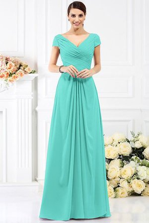 Robe demoiselle d'honneur plissage longue avec fronce a-ligne avec chiffon - Photo 15