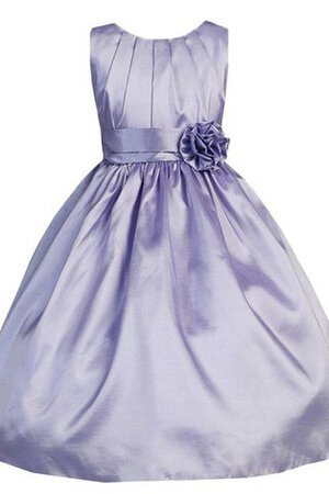 Robe de cortège enfant plissage a-ligne manche nulle avec nœud à boucles avec fleurs - Photo 1