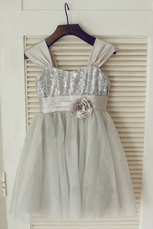 Robe de cortège enfant naturel en tulle avec zip bretelles spaghetti de princesse - Photo 1