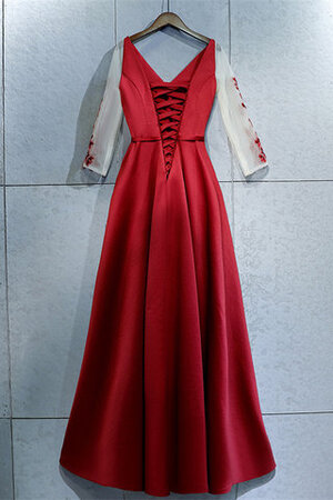 Robe de bal de col en v decoration en fleur avec manche longue captivant naturel - Photo 2