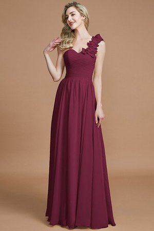 Ärmelloses Natürliche Taile A Linie Bodenlanges Brautjungfernkleid mit Einem Schulter - Bild 10