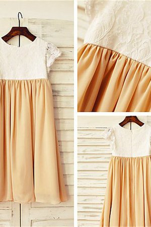 Prinzessin Reißverschluss Bodenlanges Blumenmädchenkleid mit Blume aus Chiffon - Bild 5