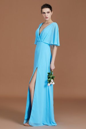 Normale Taille Modisch A-Line Halbe Ärmeln Bodenlanges Brautjungfernkleid - Bild 3
