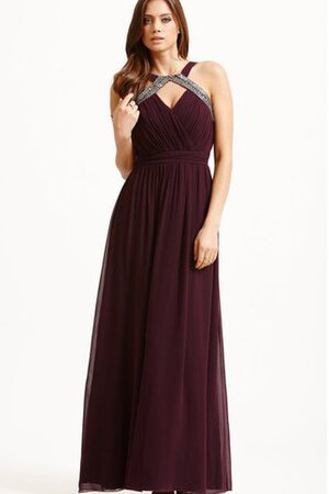 Robe demoiselle d'honneur longue charmeuse trou de serrure a-ligne - Photo 3