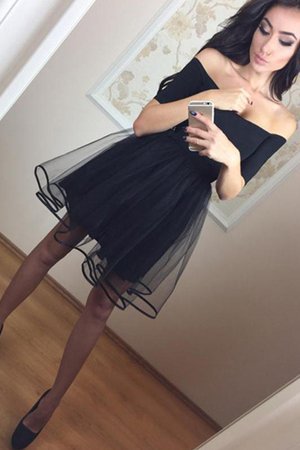 Tüll Schön Normale Taille Abiballkleid mit Rüschen mit Halben Ärmeln - Bild 1
