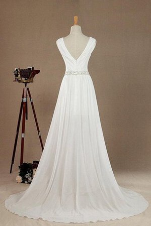 Robe de mariée long nature manche nulle avec chiffon de traîne courte - Photo 4