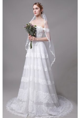 Abito da sposa meravigliosa senza maniche largo bretelle a-line in tulle cerniera - Foto 3