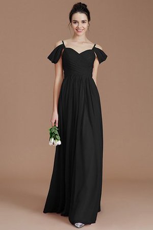 Robe demoiselle d'honneur en chiffon avec sans manches a-ligne ruché avec zip - Photo 8