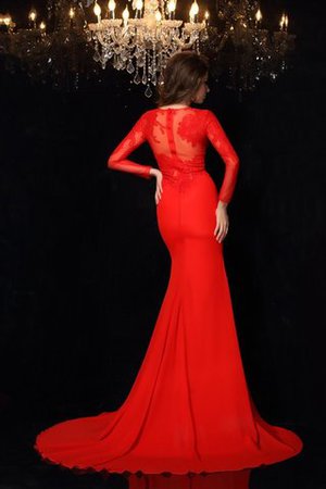 Abito da Sera in Chiffon con Maniche Lunghe Convenzionale Tondo in Pizzo - Foto 2