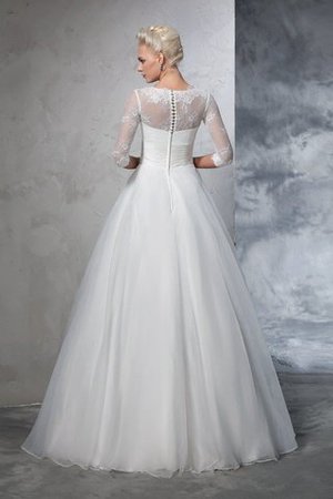 Dreiviertel Länge Ärmeln Duchesse-Linie Organza Bodenlanges Sittsames Brautkleid - Bild 2