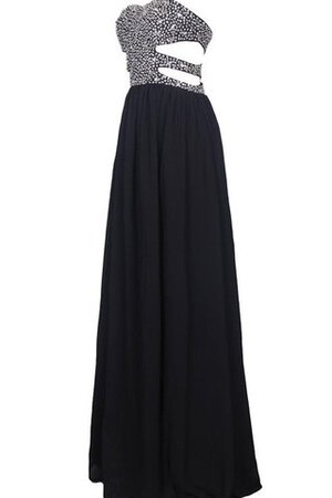 Plissiertes Perlenbesetztes Ärmelloses Chiffon normale Taille bodenlanges Abschlusskleid - Bild 3