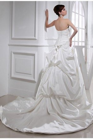 Abito da Sposa A-Line Senza Strap Allacciato Semplice in Raso - Foto 2