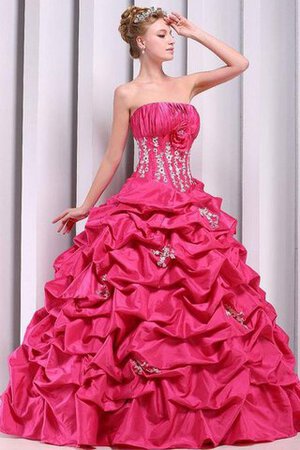 Geschichtes trägerlos bodenlanges Quinceanera Kleid mit Rücken Schnürung mit Blume - Bild 5