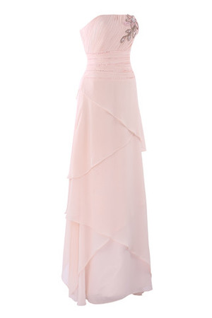 Kirche Chiffon formelles stilvolles Abendkleid mit natürlicher Taille ohne Träger - Bild 3