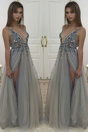 Robe de soirée longue ligne a de princesse avec perle avec sans manches - Photo 1