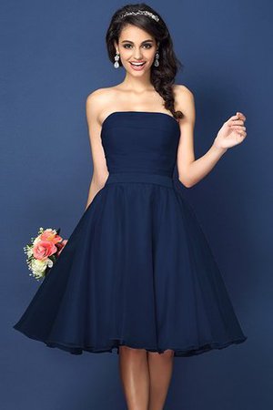 Robe demoiselle d'honneur courte plissage en satin avec sans manches avec zip - Photo 10