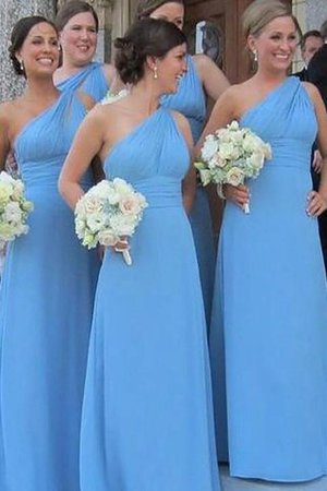 Enges Ärmelloses Ein Träger Bodenlanges Brautjungfernkleid mit Natürlicher Taille - Bild 1
