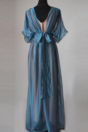 Robe demoiselle d'honneur vintage ruché en satin avec chiffon longueru au niveau de sol - Photo 2