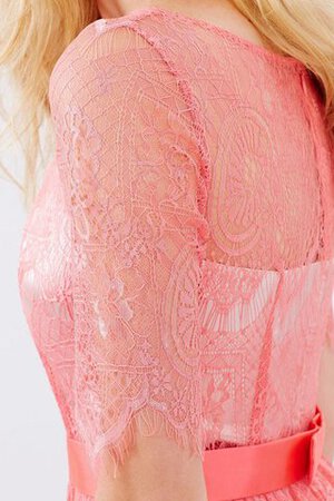 Reißverschluss halbe Ärmeln Spitze mini Brautjungfernkleid mit Gürtel mit Schleife - Bild 4