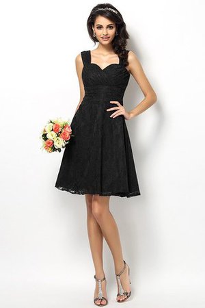 Satin Prinzessin Ärmelloses Breiter Träger Brautjungfernkleid mit Bordüre - Bild 2