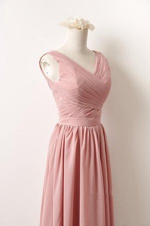 Plissiertes V-Ausschnitt Ärmellos mini einfaches langes Brautjungfernkleid - Bild 4