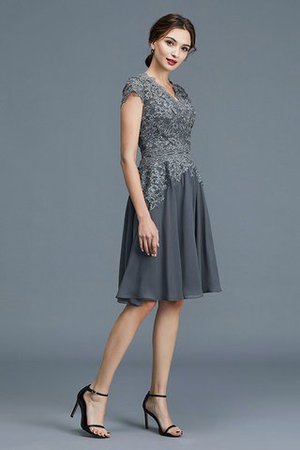 Robe mère de mariée intemporel de col en v en chiffon ligne a avec sans manches - Photo 6
