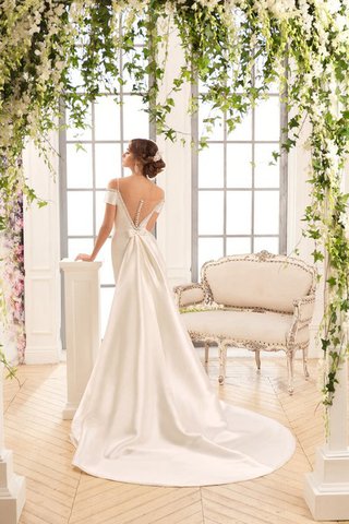 Robe de mariée attirent de traîne moyenne a plage de sirène avec perle - Photo 2