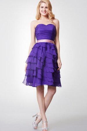 Chiffon Ärmelloses mini informelles bescheidenes Brautjungfernkleid mit Rüschen - Bild 1