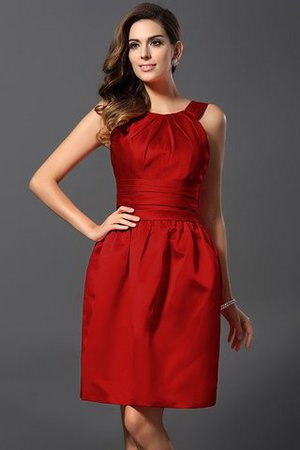 Satin Bateau Knielanges Brautjungfernkleid mit Natürlicher Taille mit Reißverschluss - Bild 23