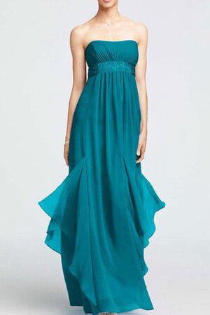 Chiffon Reißverschluss A-Line langes bodenlanges Brautjungfernkleid mit Rüschen - Bild 1