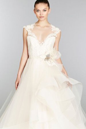 Abito da Sposa in Pizzo Senza Maniche con Cristino Ball Gown V-Scollo in pizzo - Foto 3