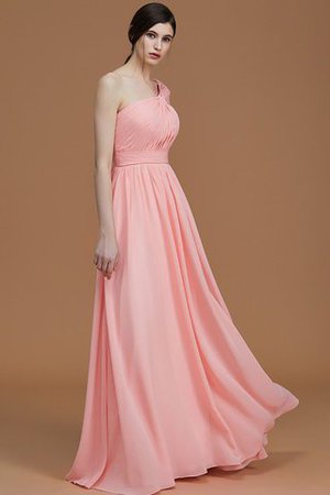 Ärmelloses Chiffon A Linie Gerüschtes Ein Schulterfreies Brautjungfernkleid - Bild 5