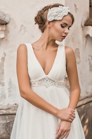 Robe de mariée elégant plissage simple de traîne courte avec chiffon - Photo 2