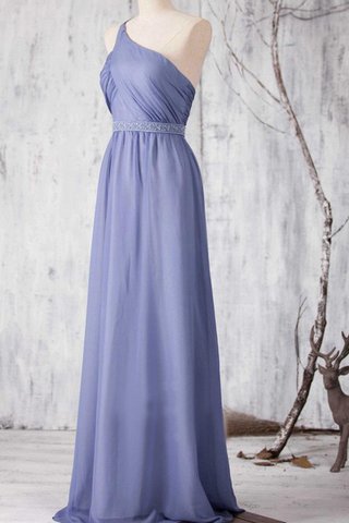 Perlenbesetztes A-Linie Chiffon langes bodenlanges Brautjungfernkleid mit kreuz - Bild 2