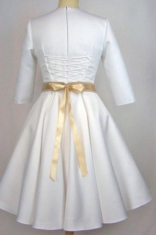 Abito da Sposa Corto in Raso con Mezze Maniche con Fiocco V-Scollo Cerniera - Foto 2