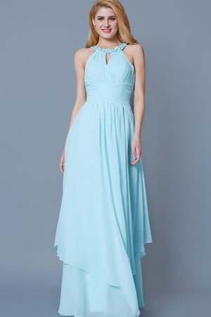 Robe demoiselle d'honneur avec sans manches de lotus avec chiffon ruché trou de serrure - Photo 1