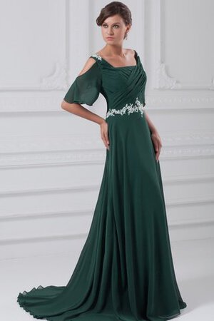 Perlenbesetztes A-Linie kurze Ärmeln gerüschtes Sweep train Abendkleid - Bild 5