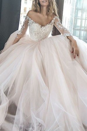 Abito da sposa a terra in tulle con perline alta qualità lunghi con applique - Foto 3