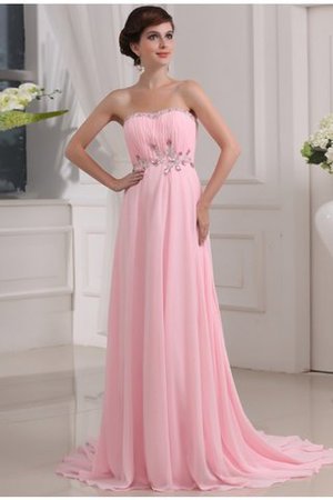 Robe de bal avec zip avec chiffon a-ligne avec perle de princesse - Photo 1