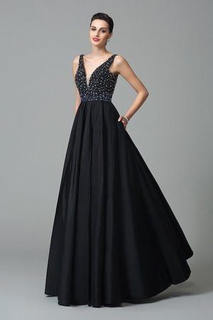 Abito da Ballo A-Line Naturale in Taffeta con Perline Largo Bretelle - Foto 4
