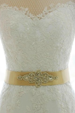 Meerjungfrau Reißverschluss Spitze bodenlanges Brautkleid aus Satin mit Rücken Schnürung - Bild 2