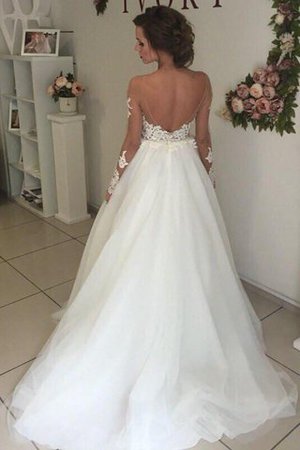 Normale Taille Sweep Zug A Linie Prächtiges Brautkleid aus Organza - Bild 2