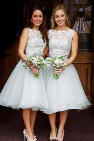 Sencillo Vestido de Dama de Honor de Corte-A en Encaje de Hasta la Tibia de Corto - Foto 1
