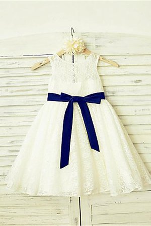 Robe de cortège enfant naturel col u profond jusqu'au sol avec fleurs de princesse - Photo 2