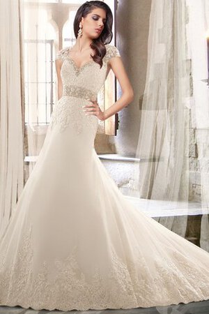 Abito da Sposa lusso in Pizzo Schiena Nuda A-Line con Applique Coda A Strascico Cappella - Foto 1