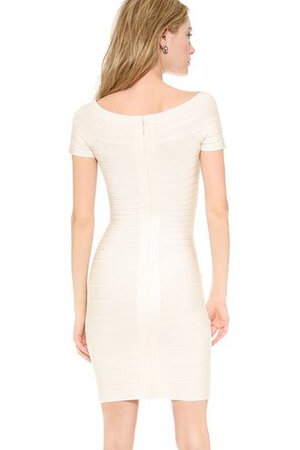 Robe de mariée naturel maillot fermeutre eclair avec chiffon col en bateau - Photo 2