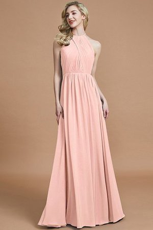 Robe demoiselle d'honneur naturel a-ligne manche nulle en chiffon de princesse - Photo 26