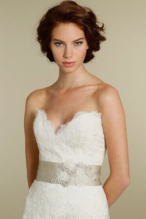 Abito da Sposa Moderno Schiena Nuda Coda A Strascico Corto con Nastro Naturale Cuore - Foto 3