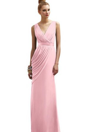 Enganliegendes Chiffon Ärmellos V-Ausschnitt extravagantes Brautjungfernkleid - Bild 1